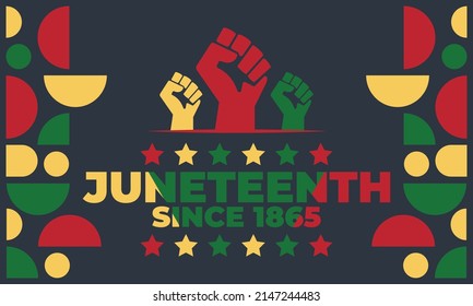 Juneteenth Freedom Day. African-American Independence Day, June 19. Juneteenth Celebrate Black Freedom. T-Shirt, banner, greeting card design. Vector ilustration. EPS 10