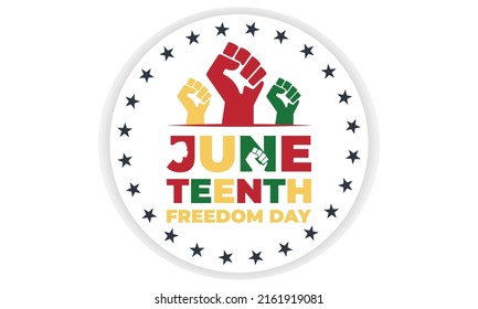 Juneteenth Freedom Day. African-American Independence Day, June 19. Juneteenth Celebrate Black Freedom. T-Shirt, banner, greeting card design. Vector ilustration. EPS 10