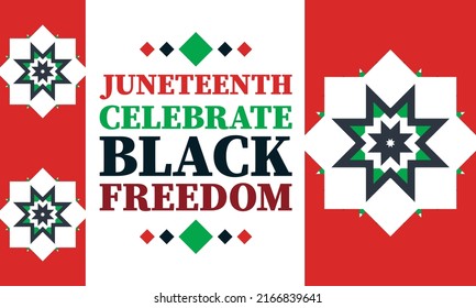 Juneteenth Freedom Day. African-American Independence Day, June 19. Juneteenth Celebrate Black Freedom. T-Shirt, banner, greeting card design. Vector ilustration. EPS 10