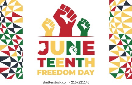 Juneteenth Freedom Day. African-American Independence Day, June 19. Juneteenth Celebrate Black Freedom. T-Shirt, banner, greeting card design. Vector ilustration. EPS 10