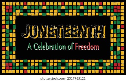 Juneteenth Freedom Day. African-American Independence Day, Liberation day, June 19. Juneteenth Celebrate Black Freedom. T-Shirt, banner, greeting card design, black, red and green, background,vector.