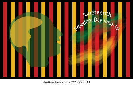 Juneteenth Freedom Day. African-American Independence Day, Liberation day, June 19. Juneteenth Celebrate Black Freedom. T-Shirt, banner, greeting card design, black, red and green, background,vector.