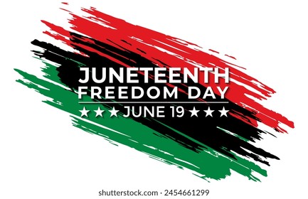 Juneteenth Freedom Day. African-American Independence Day, June 19. Banner poster, flyer and background design. Waving Pan-African Flag Vector illustration.