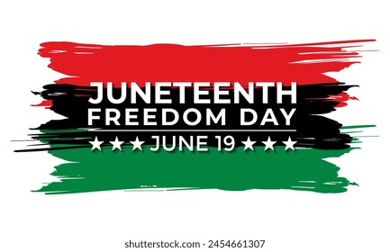 Juneteenth Freedom Day. African-American Independence Day, June 19. Banner poster, flyer and background design. Waving Pan-African Flag Vector illustration.