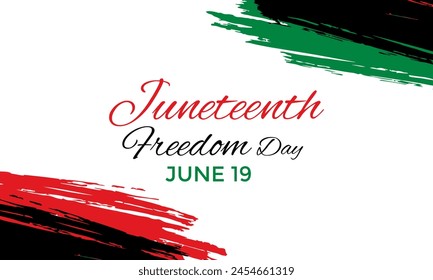 Juneteenth Freedom Day. African-American Independence Day, June 19. Banner poster, flyer and background design. Waving Pan-African Flag Vector illustration.
