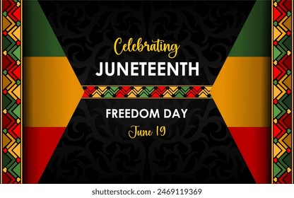 Juneteenth Freedom Day. African-American Independence Day, June 19. With distinctive ornamental patterns