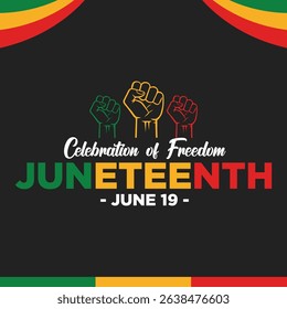 Juneteenth Freedom Day. African-American Independence Day, June 19. Juneteenth Celebrate Black Freedom.