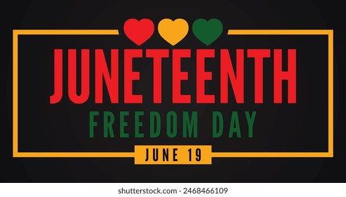 Juneteenth Freedom Day background,  Annual American holiday, celebrated in June 19. African-American history and heritage. 