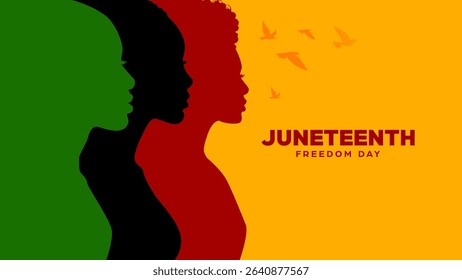 Juneteenth freedom day background, banner of silhouette tree african women which is a symbol of the celebration of the day of liberation from slavery