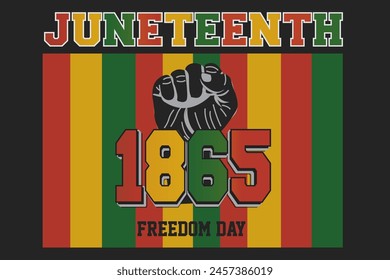 Juneteenth Freedom Day background design. Black African Americans with clenched fists. Isolated background.