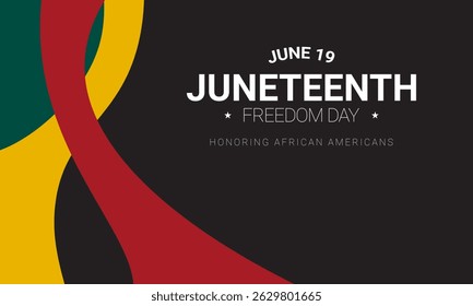 "Juneteenth Freedom Day Background Design" (em inglês). Banner, Poster, Cartão de Mensagens. Ilustração de vetor.