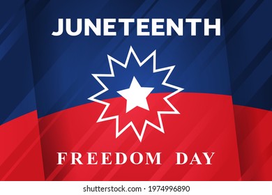 Juneteenth Freedom Day banner. African - american Independence day. Juneteenth flag and white text.