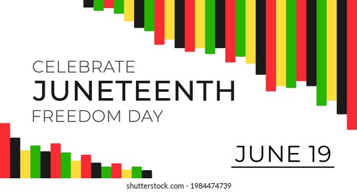 Juneteenth Freedom Day banner. African-American Independence Day, June 19, 1865. Vector illustration of design template for national holiday poster or card.