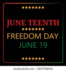 Juneteenth Freedom Day banner. African-American Independence Day, June 19, 1865. Vector illustration of design template for national holiday poster or card