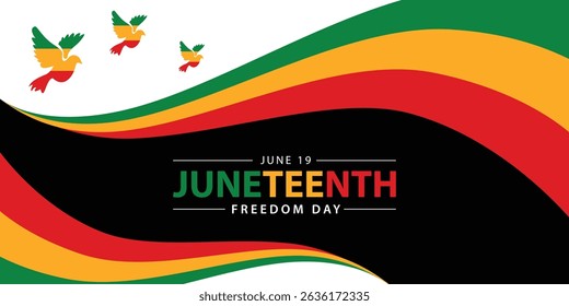 Juneteenth Freedom Day banner. June 19. African American history and heritage. Template for poster, greeting card, banner and background. Abstract Vector Illustration