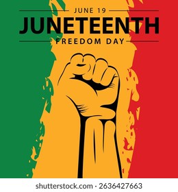 Juneteenth Freedom Day banner, June 19. African American history and heritage. Template for poster, greeting card, banner, background, wallpaper, pattern, graphic and printing.