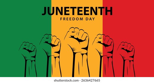 Juneteenth Freedom Day banner, June 19. African American history and heritage. Template for poster, greeting card, banner, background, wallpaper, pattern, graphic and printing.