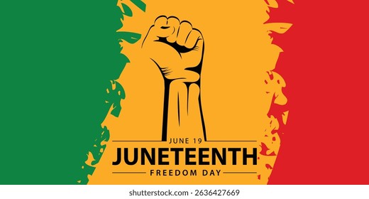 Juneteenth Freedom Day banner, June 19. African American history and heritage. Template for poster, greeting card, banner, background, wallpaper, pattern, graphic and printing.