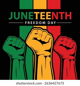 Juneteenth Freedom Day banner, June 19. African American history and heritage. Template for poster, greeting card, banner, background, wallpaper, pattern, graphic and printing.