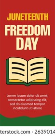 Juneteenth Freedom Day Banner – Open Book Symbol Vector