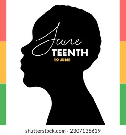 Juneteenth freedom day banner with silhouette african man