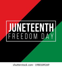 Juneteenth Freedom Day - Juneteenth Banner Template with Typography on Pan-African Flag Background. Square Banner Template Good for Juneteenth Social Media Post 