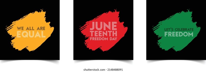 juneteenth freedom day beautiful brushstroke quotes social media post templates, celebrate freedom on June 19th