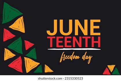 Juneteenth Freedom Day, black background.