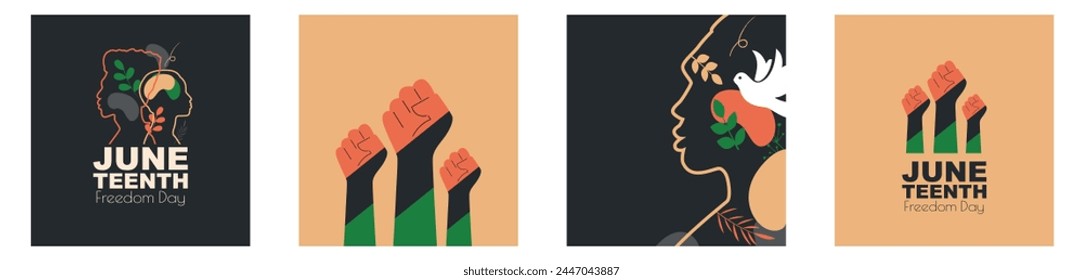 Conjunto de tarjetas del Día de la Libertad.