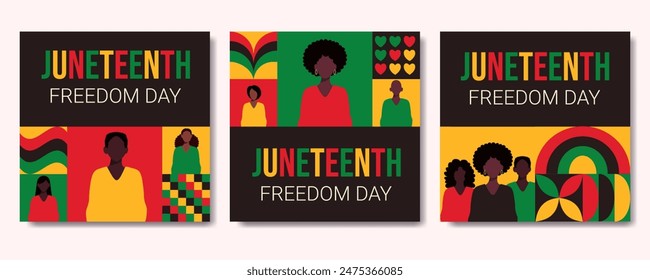 Juneteenth Freedom Day cards vector illustration