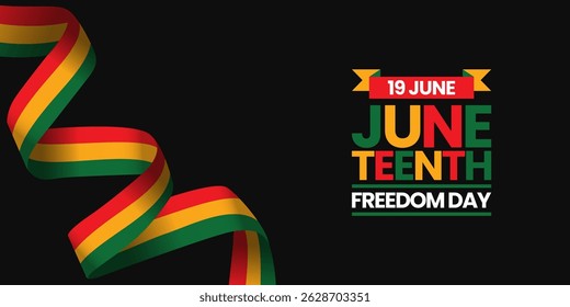 Juneteenth Freedom Day Celebrate Black Freedom waving ribbon flag banner background template