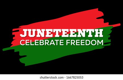 Juneteenth Freedom Day. Celebrate freedom text. African-American Independence Day, June 19. Juneteenth Celebrate Black Freedom. T-Shirt, banner, greeting card design. EPS 10.