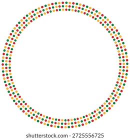 Juneteenth Freedom Day Circular Frame mit roten, grünen und gelben Punkten. Black History Month. Afrikanisch-amerikanische Kulturerbe-Grenze für Unabhängigkeitsplakat, Emanzipationsveranstaltung und 19. Juni-Design. Vektor.