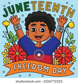 Juneteenth Freedom Day Colored Cartoon 