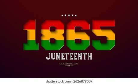 Juneteenth Freedom Day Design. African American June 19 Independence Day. Annual American Emancipation Holiday Vector Illustration with Colorful 1865 Typography Lettering on Brown Background for Banne