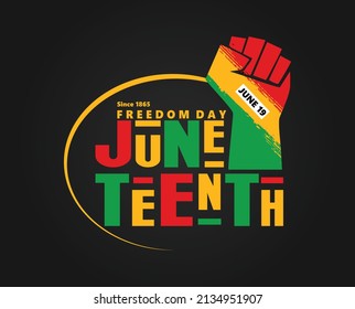 Juneteenth Freedom Day design template on black background. Vector of Juneteenth Logotype with illustration design.