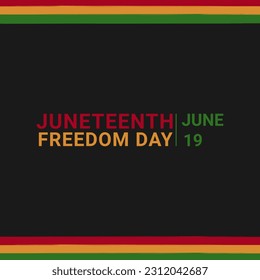 Juneteenth Freedom Day design template on black background, greeting card
