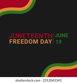 Juneteenth Freedom Day design template on black background, greeting card