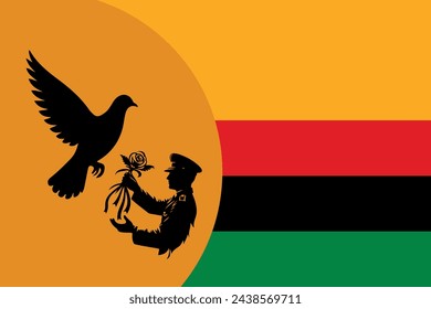 Día de la libertad de Juneteenth con silueta de vuelo de paloma, bandera africana, cartel, horizontal, ilustración vectorial sobre fondo blanco