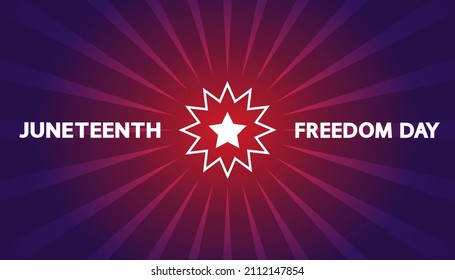 Juneteenth Freedom Day Festive Banner. African - American Independence Day. White Text And Star On Red Blue Background, Vector.