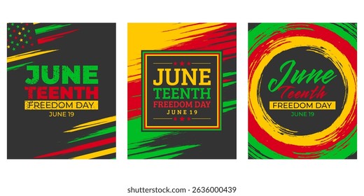 Juneteenth Freedom Day greeting card, vector background illustration for banner, poster, social media, feed