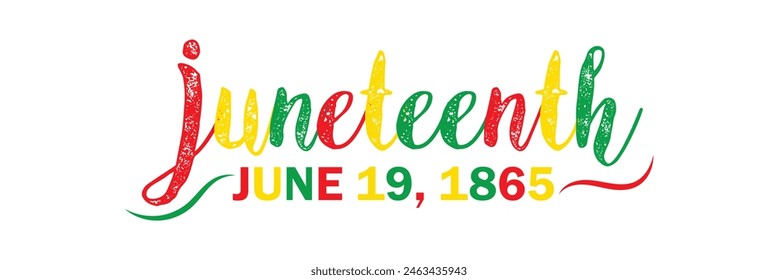 Juneteenth freedom day, hand-written text, typography, hand lettering, calligraphy. Hand writing of word Juneteenth, june 19, isolated on white background. Vector illustration. EPS 10