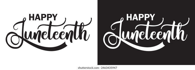 19. Freiheitstag, handgeschriebener Text, Typografie, Handschrift, Kalligrafie. Handschrift des Wortes Juneteenth, 19. Juni, isoliert auf weißem Hintergrund. Vektorillustration. EPS 10