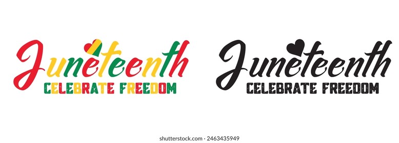 Juneteenth freedom day, hand-written text, typography, hand lettering, calligraphy. Hand writing of word Juneteenth, june 19, isolated on white background. Vector illustration. EPS 10