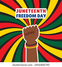 Juneteenth Freedom Day holiday poster. Black hand symbol Independence day nation. Liberation banner. Vector flat illustration