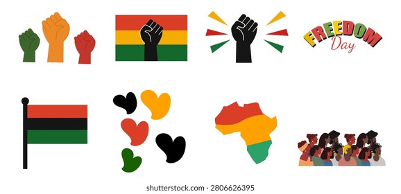 Juneteenth Freedom Day Icon Collection Flat Design Set