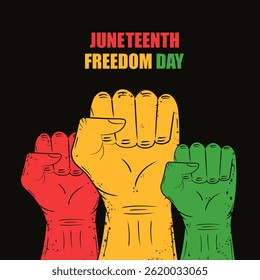 Juneteenth Freedom Day. Independence Day. American-African holiday. Banner poster. Hand bent into a fist. Vector illustration