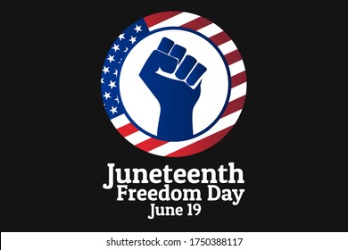 Juneteenth, Freedom Day. June 19. Holiday concept. Template for background, banner, card, poster with text inscription. Vector EPS10 illustration