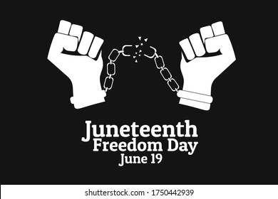 Juneteenth, Freedom Day. June 19. Holiday concept. Template for background, banner, card, poster with text inscription. Vector EPS10 illustration