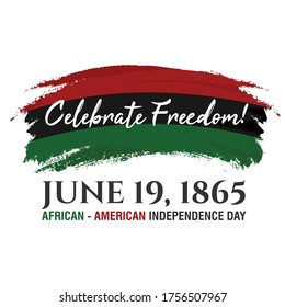 Juneteenth Freedom Day. June 19, 1865. Design of Banner and Flag. Vector logo Illustration.